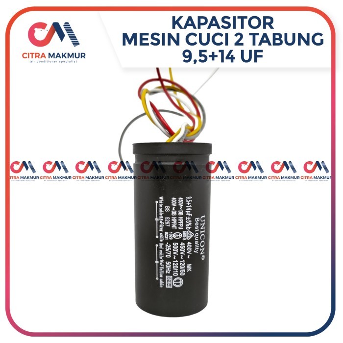 (FS) Kapasitor Mesin Cuci 2 tabung 9,5 14 uF Capasitor kabel 9,5+14 LG