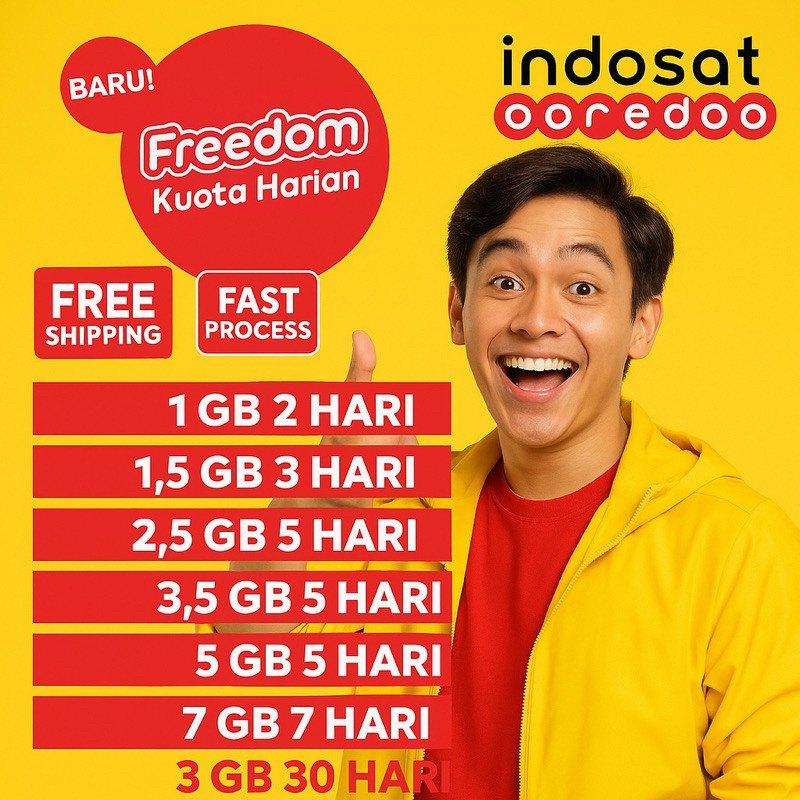 Paket Indosat 1GB | Kuota Data Im3 Freedom Internet Harian 24 Jam Murah 1 Hari 3 Hari 5 Hari 7 Hari