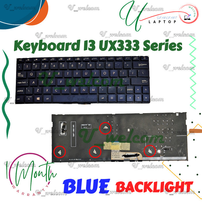Keyboard Zenbook 13 UX333 UX333FAC UX333FLC Series Blue Lampu