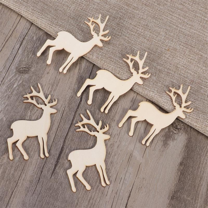 

5/10/40PCS Wooden Christmas Reindeer Cutout Veneers Slices For Patchwork Y Decoration Craft Embellishment Tree Pents