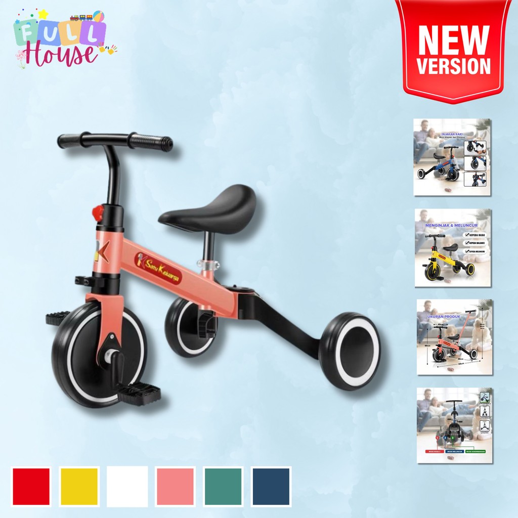 Sepeda Roda 3 Anak Tanpa Dorong & Sandaran| Tricycle Simpel untuk Anak Usia 1–4 Tahun