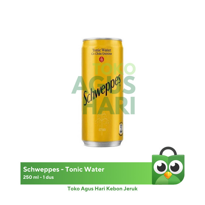 SCHWEPPES TONIC WATER / SODA WATER, 1 dus isi 24 kaleng 330 ml - TONIC WATER, 250 ml