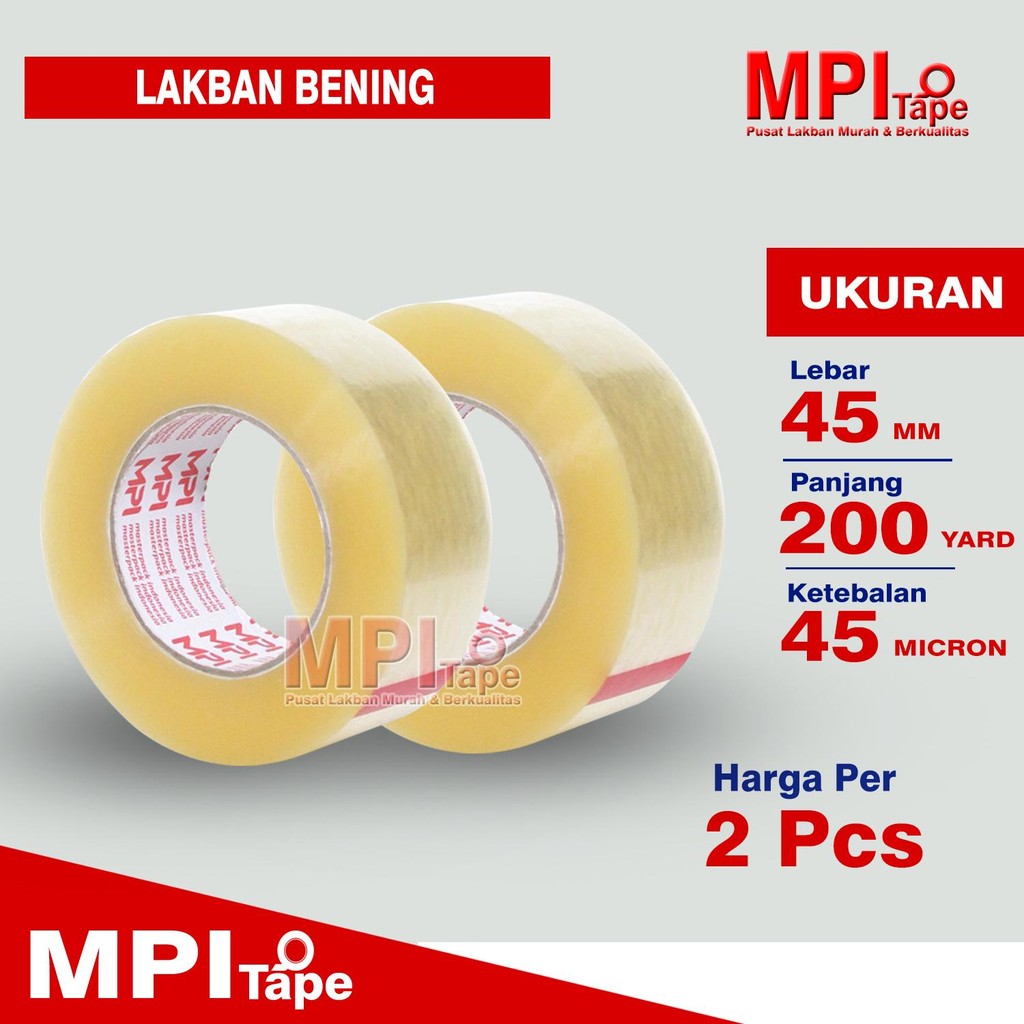 

2 Pcs - Lakban Bening 45 mm x 200 Yard - Lakban Solusi Packing Hemat - MPI