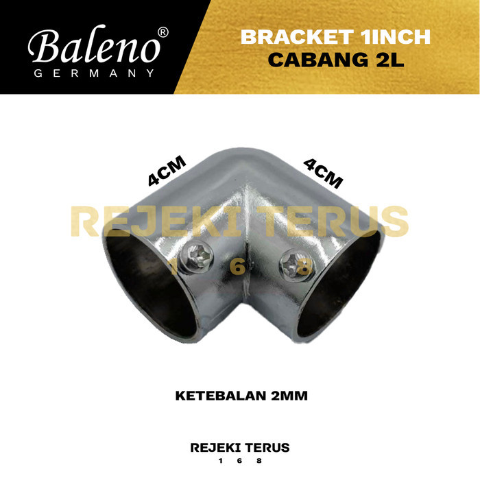 Bracket 1" inch Cabang 2 L Lubang Stainless Sambungan Pipa Bulat Join Siku