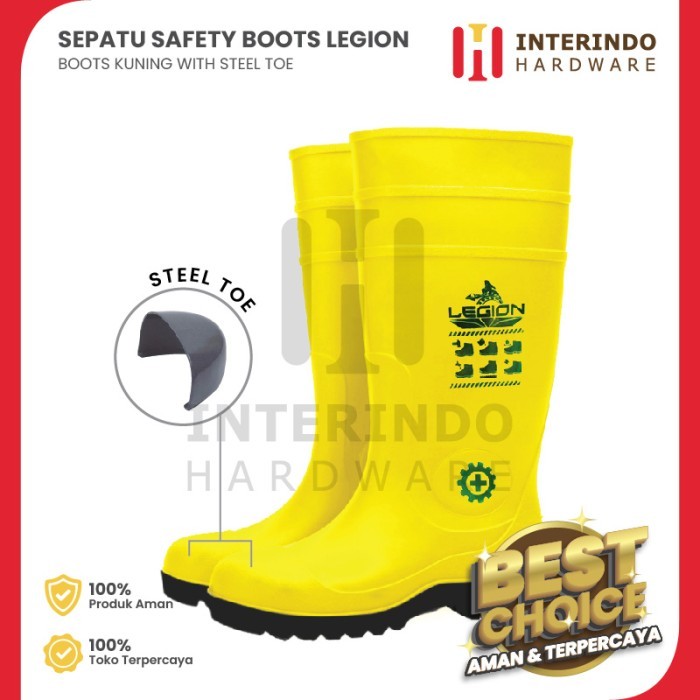 

Sepatu Boot Rubber Safety LEGION Karet Ujung BESI Steel Toe Proyek - 39