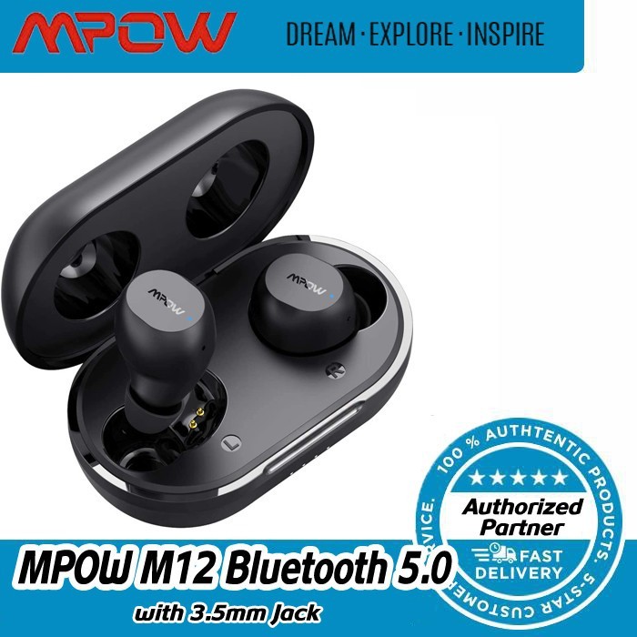 MPOW M12 Wireless TWS earbuds IPX8 Waterproof with Wireless Charging