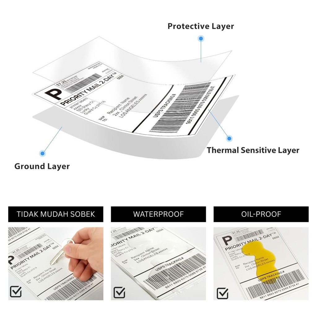 

RB Kertas Label Thermal Barcode 100 x 150 100x150 Stiker Sticker A6 500pcs