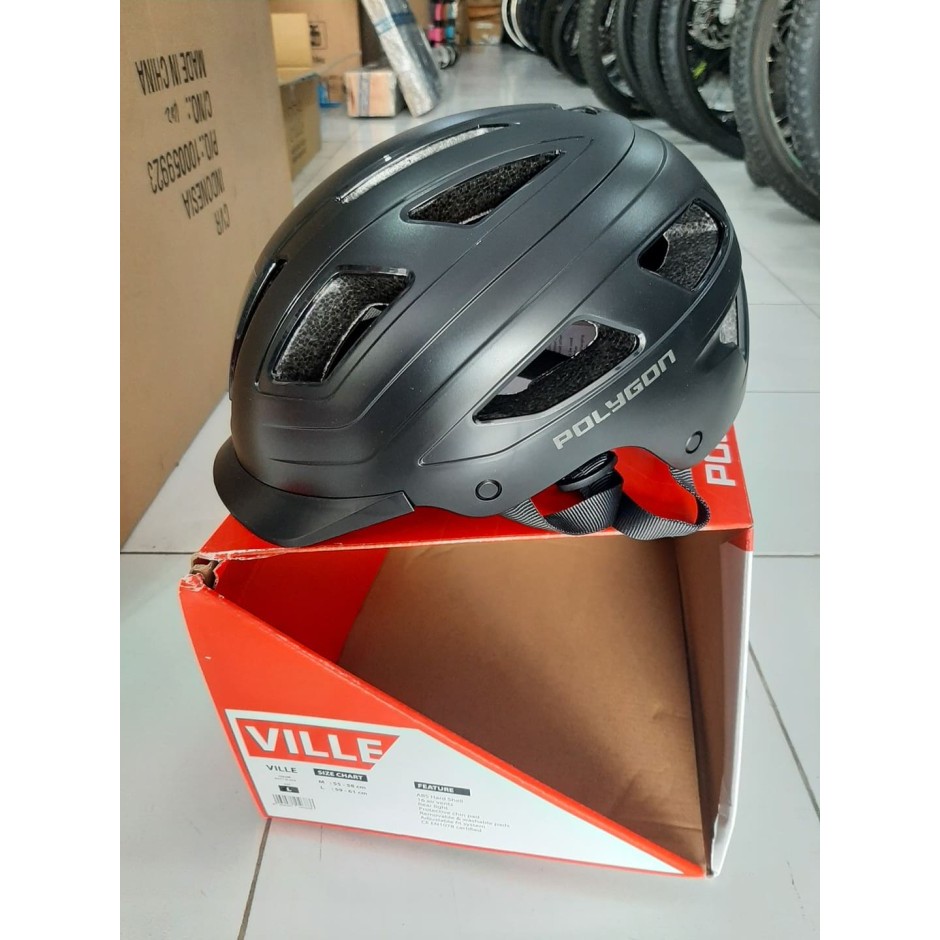 Helm / HELMET SEPEDA POLYGON VILLE - Hitam, M