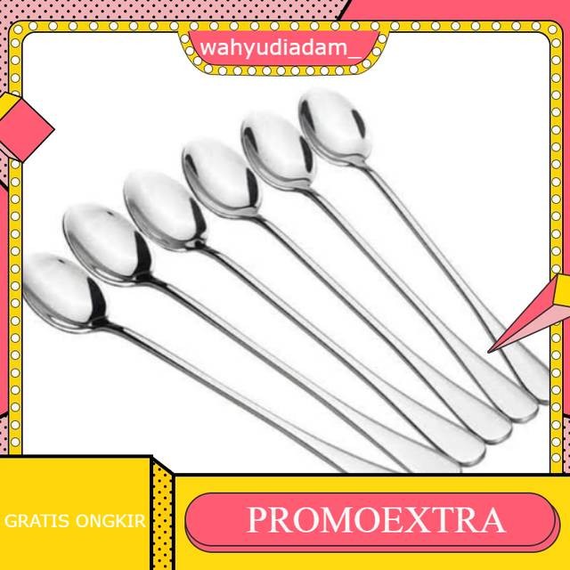 Sendok teh panjang TEBAL kualitas hotel isi 6pcs / sendok es panjang tebal stainless / sendok teh ho