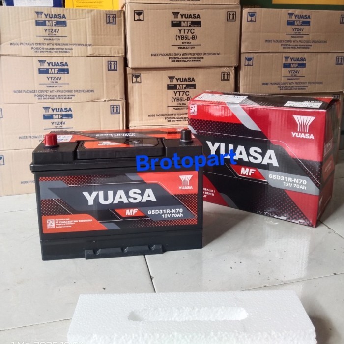 Aki Mobil YUASA N70 65D31R MF Aki Kering 70Ah ORIGINAL YUASA BATTERY