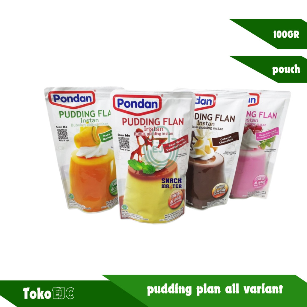 

[EJC] Pondan Puding Flan Instant Rasa Coklat, Mangga, Strawberry, Vanilla - 100g