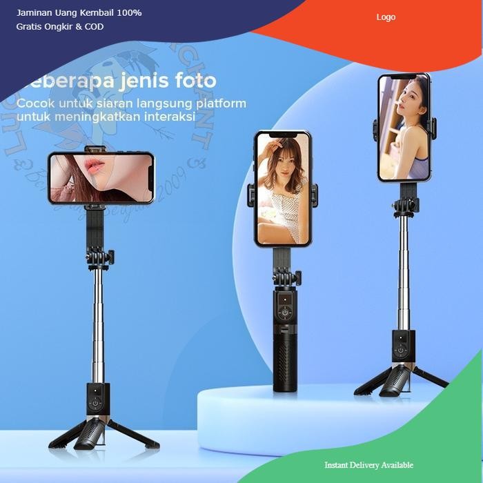 GAFIE Tongsis Tripod Tomsis Combo 4in1 Wireless Bluetooth Photo Selfie Vlog - 3in1