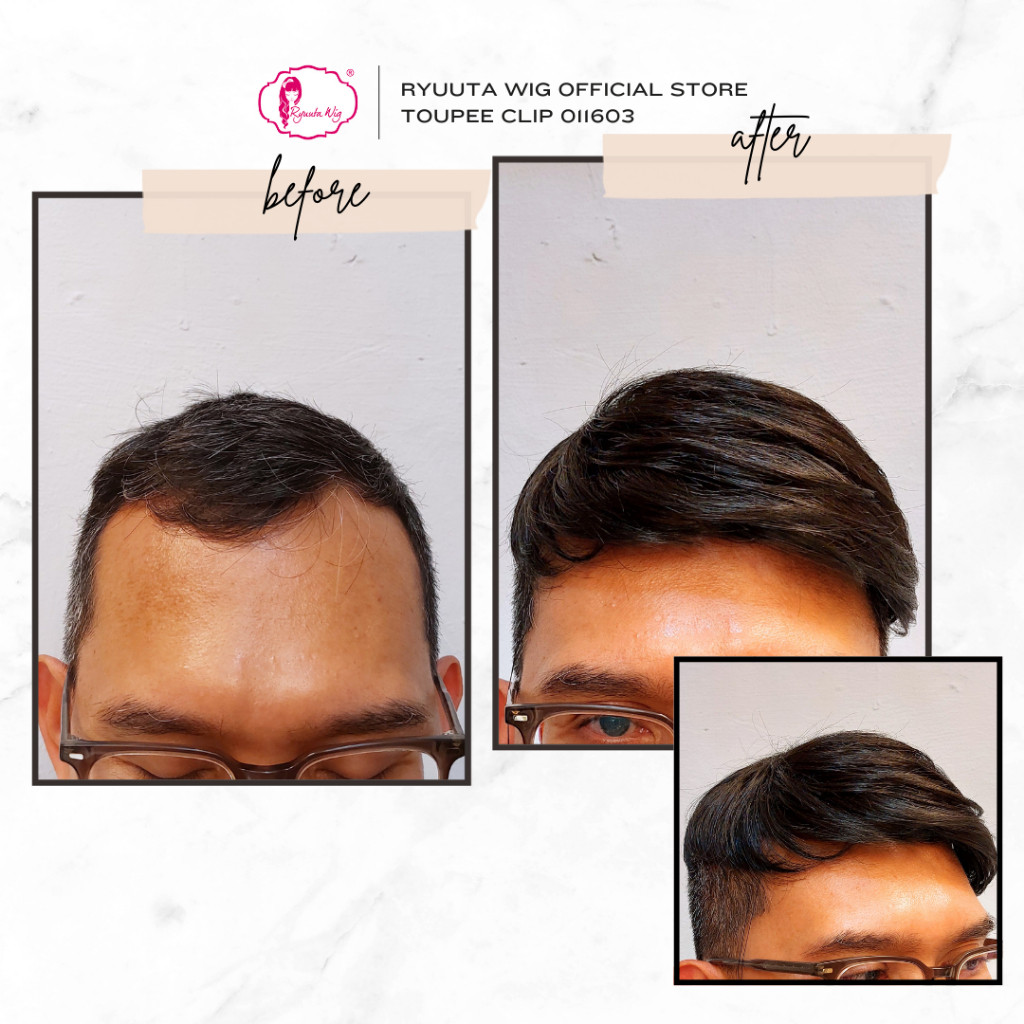 Toupee Clip Poni Penutup Botak Pendek 011603