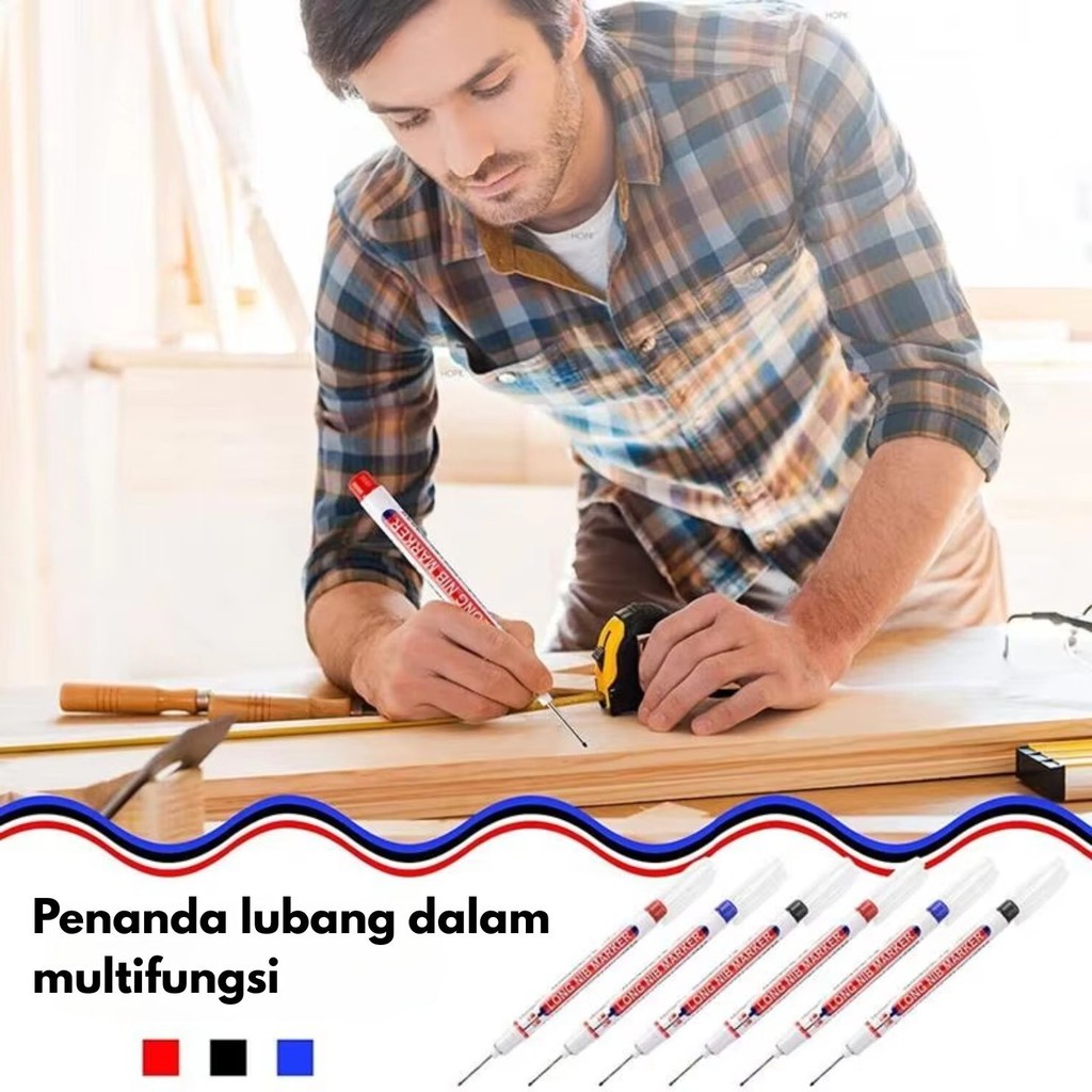 

Ay00! 10pcs Long Head Marker Kepala Panjang 20mm BR158 Anti Air Long Nib Marker Multiguna Spidol