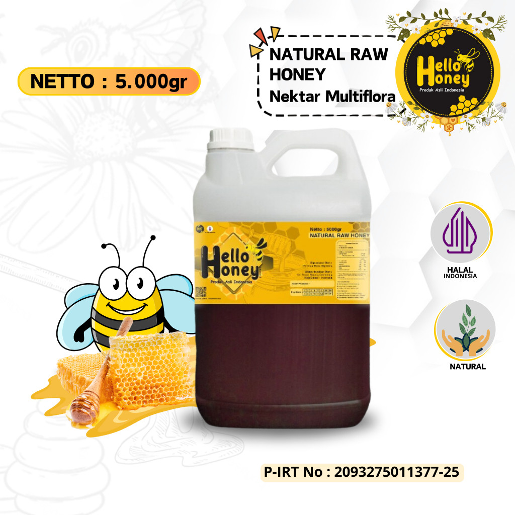 

Hello Honey - Madu Asli Murni 5 KG - Natural Raw Honey Produk Lokal