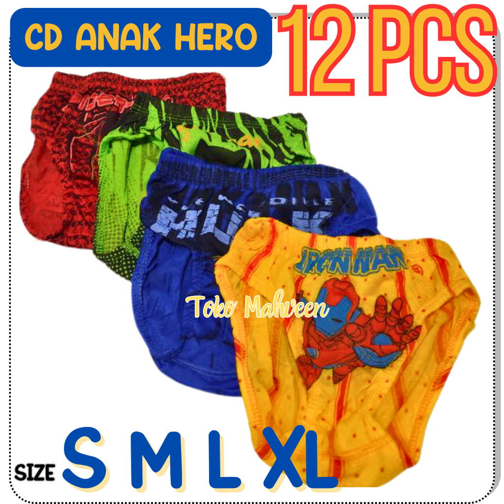 12 PCS CELANA DALAM ANAK COWOK SUPERHERO