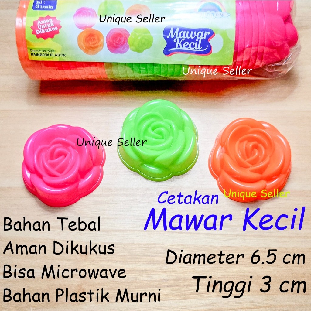 [1gross] Cetakan Kue Mawar Plastik Kecil 6.5 cm isi 12 Lusin / Cetakan Puding Mawar Kecil 1 gross / 