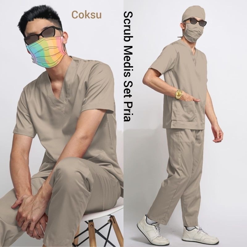 Baju Scrub Medis Dokter Baju Perawat Pria Set Scrub Medical set