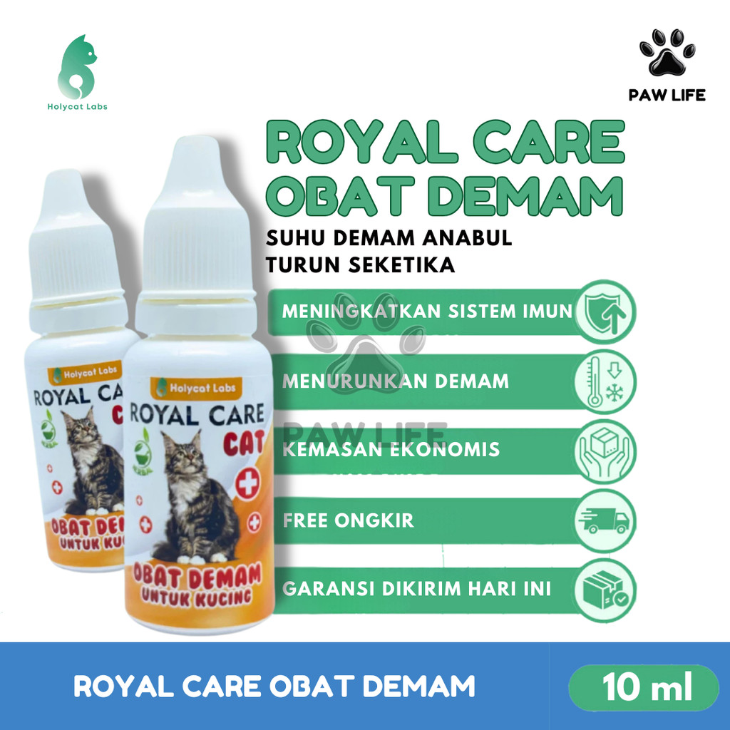 PL Holycatlabs Royal Care OBAT DEMAM 10ML Penurun Panas Pusing Lemas Kucing Sakit