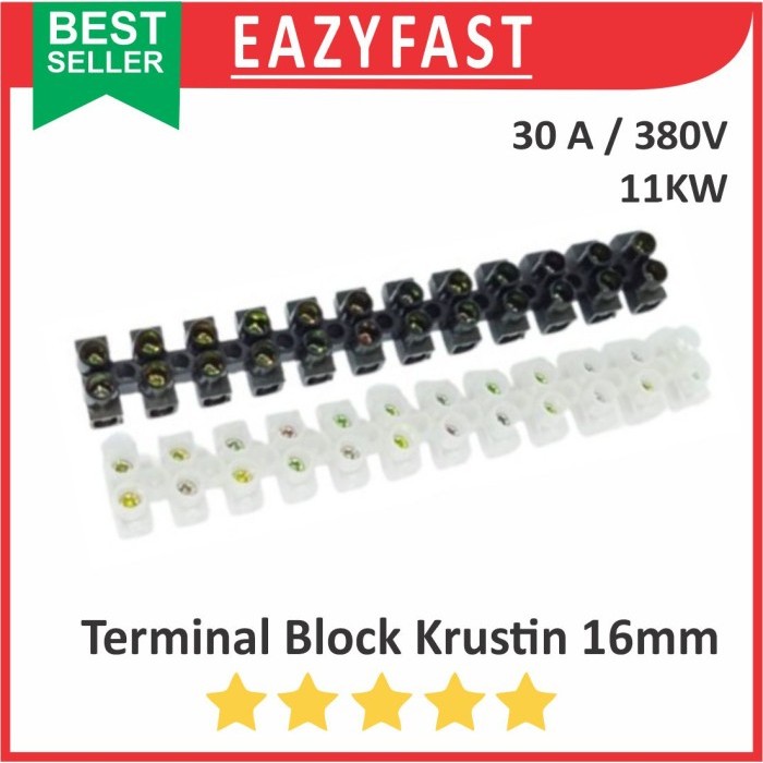 Terminal Block Krustin 16mm 30A Panel Listrik PLN Terminal Screw Cable Blok 16 mm 30 A Sambung Kabel