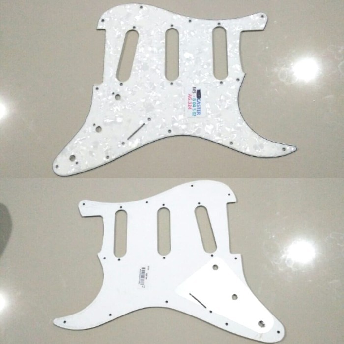 Pickguard Gitar Stratocaster 3 Ply Warna Putih kerang / Pickguard Gitar SSS