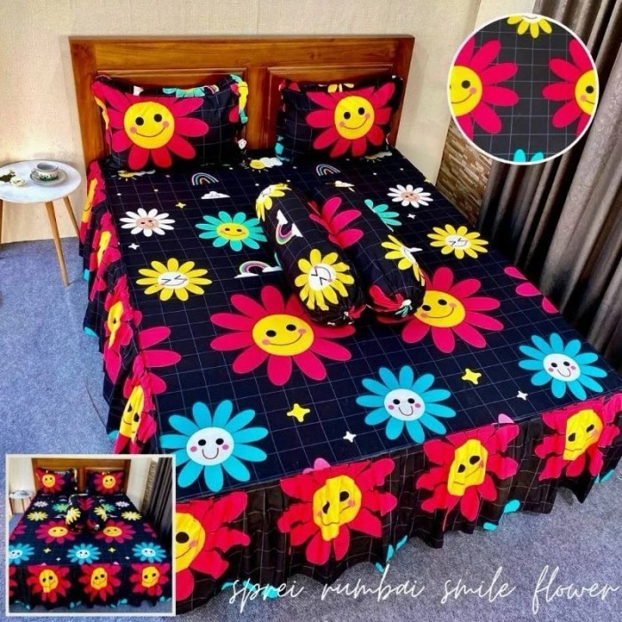 SPREI RUMBAI MOTIF LV CHAIN COKLAT UK 180 X 200 / SPREI RUMBAI MURAH - SMILE FLOWER, 160X200 QUEEN R