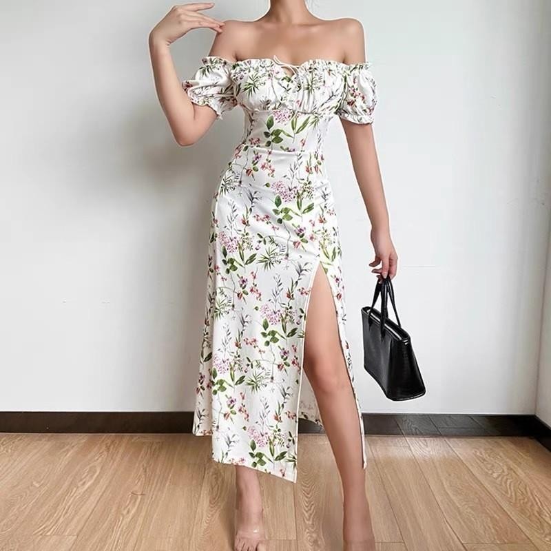 Paling DICARI Miss Emita sage green dress korean style bunga bunga pantai wanita jumbo kekinian