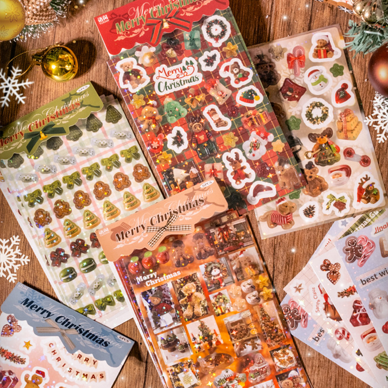 

4Style 6Pcs/book Christmas Wonderland Series Stickers DIY Handbook Envelope Phone Case Scrapbook Photo Frame Diary