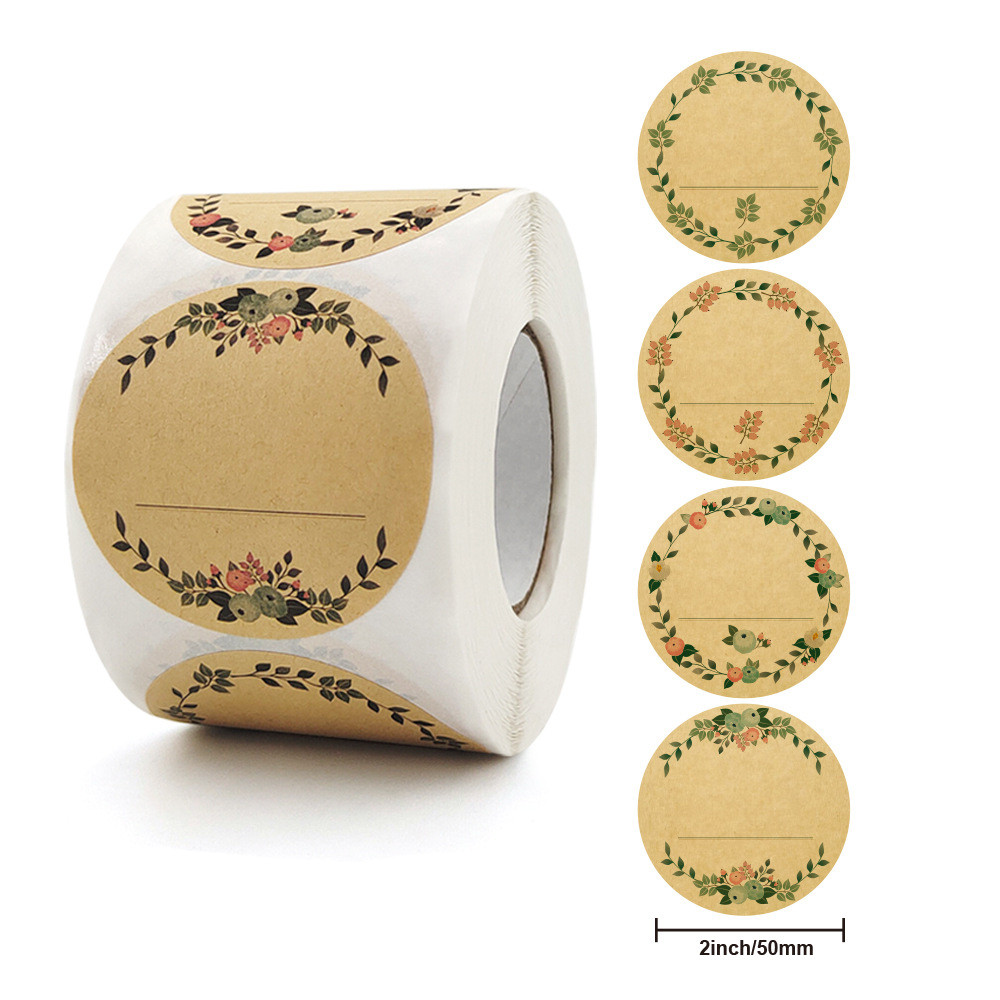 

50-500Pcs 2 Inch Kraft Paper Flowers Thank You Label Stickers for Gift Card Package Party Wrapping Baking Small Business