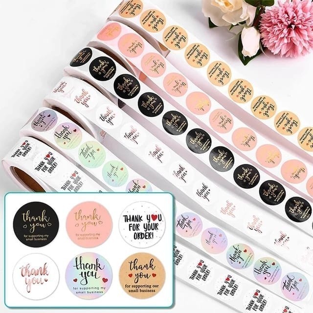

CRM - Sticker Thankyou Label Thankyou Motif Lucu 1 Roll Isi (500pcs)