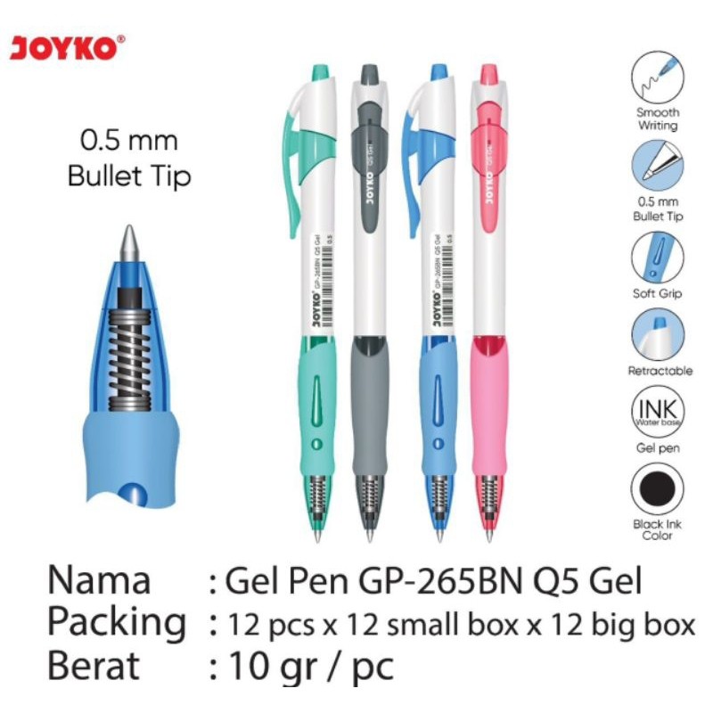 

ATH Pulpen Gel Joyko Gp-265BN Q5 Gel ( 1pak/12 pcs )