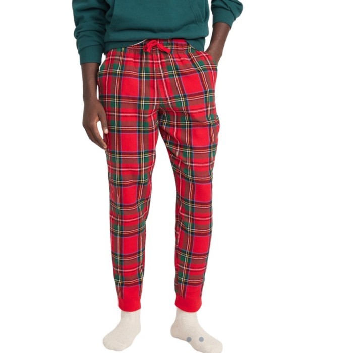 Matching Plaid Flannel Jogger Pajama Lounge Pants - Red Plaid, XL