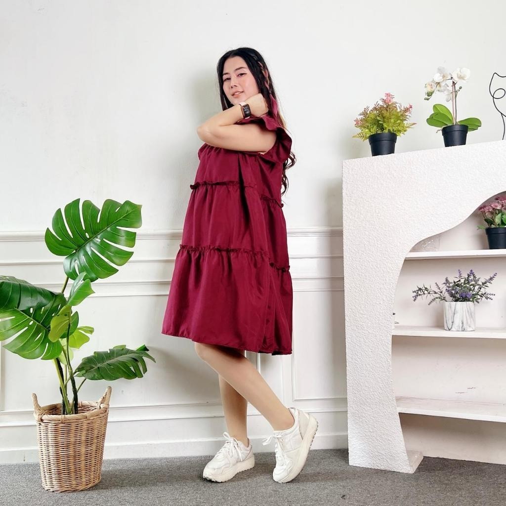 WILLSHA - ZEC Dress MIRA DOLLY RUFFLE Midi Top / Dress Rampel / OOTD Midi Dress Ruffle Trendy / OOTD