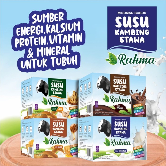 

Susu Kambing Etawa bubuk Rahma Rasa Coklat , Madu , Jahe Dan Original