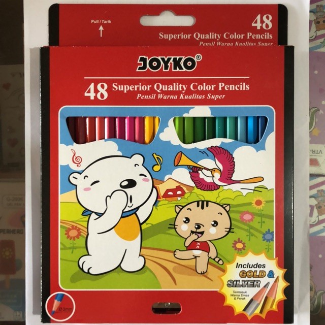 

Cp48pb Pencil Pinsil 48 Warna / Color Pencils panjang CP-48PB 48W Joyko