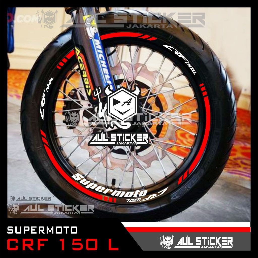 Sticker Velg Honda CRF 150L SUPERMOTO SET DEPAN BELAKANG