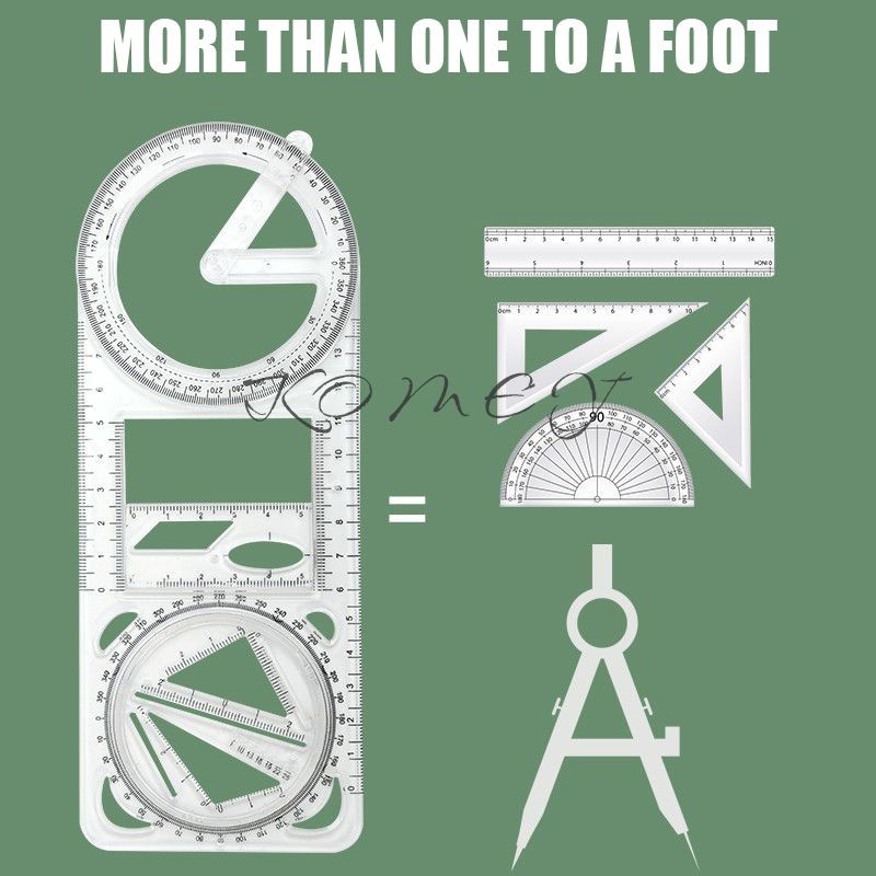 

【qing】Penggaris Gambar Multifungsi Penggaris Geometris yang Dapat Diputar Penggaris Siswa