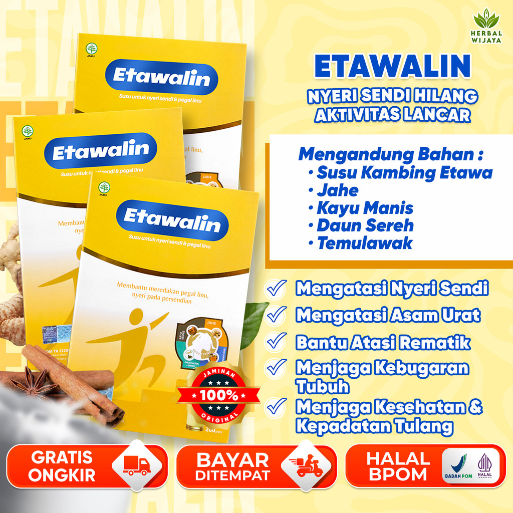 

Etawalin [Paket 3 Box] - Bantu Atasi Asam Urat, Rematik, Nyeri Sendi & Tulang, Pegal Linu Kesemutan
