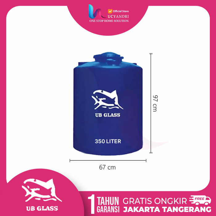 Tangki Air UB Glass TP 350 Toren Tandon Plastik Tandon air plastik ready 300 Liter