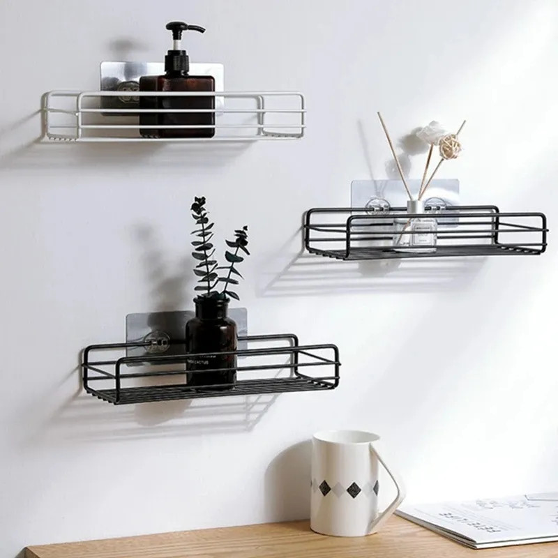 RAK DINDING BESI TEMPEL MINIMALIS TANPA BOR PENYIMPANAN BARANG