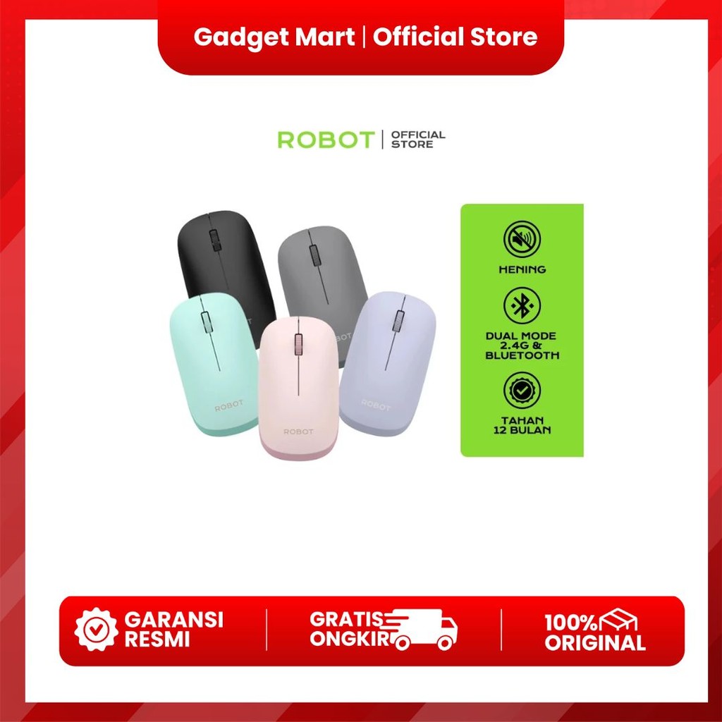 MSE WRLS ROBOT M390 DUAL MODE SILENT 1600DPI BLACK