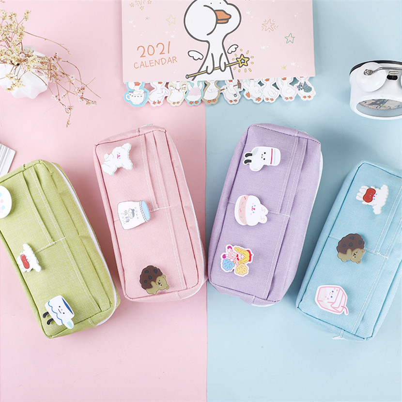 

Pencil Cases Kawaii Makeup School Things Office For Office Kawaii Pen Case Cute Stationery Girls Pencil Bag Case 3 Compartments