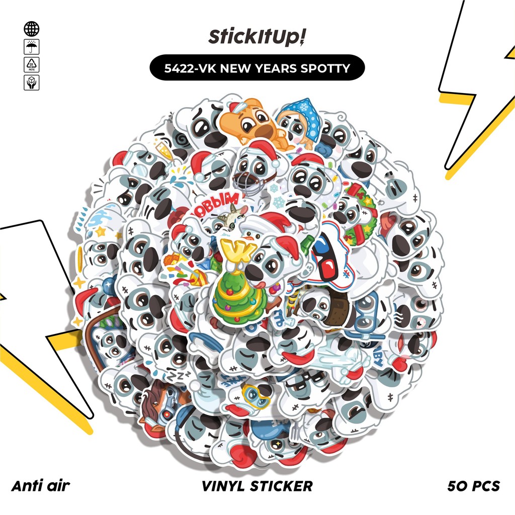 

COD✨ 50 Pcs Stiker VK NEW YEARS SPOTTY Lucu Anti Air Untuk Dekorasi Notebook Sepeda Skateboard Handphone DIY
