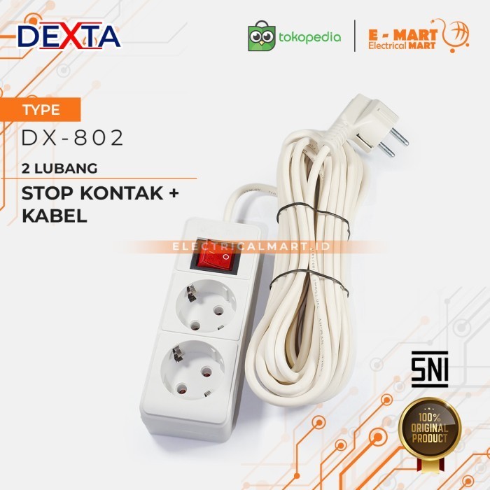 StopKontak+Kabel DEXTA 10M Terminal Arde Plus Kabel Olor 10meter -  2 3 4 5 Lubang + Switch SNI