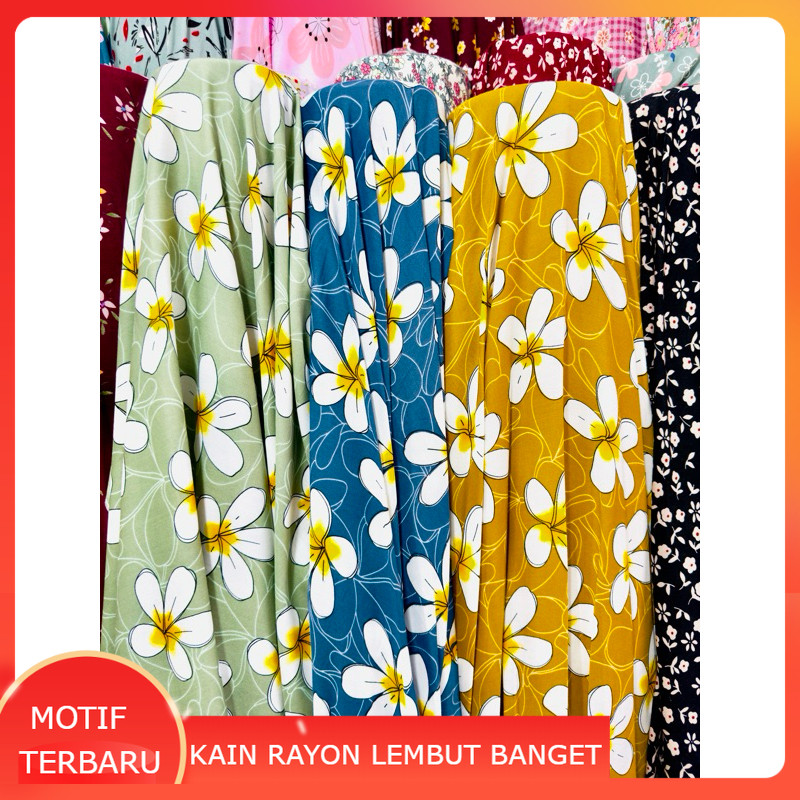 Bahan Kain Katun Rayon Viscose Premium Motif Bunga Besar