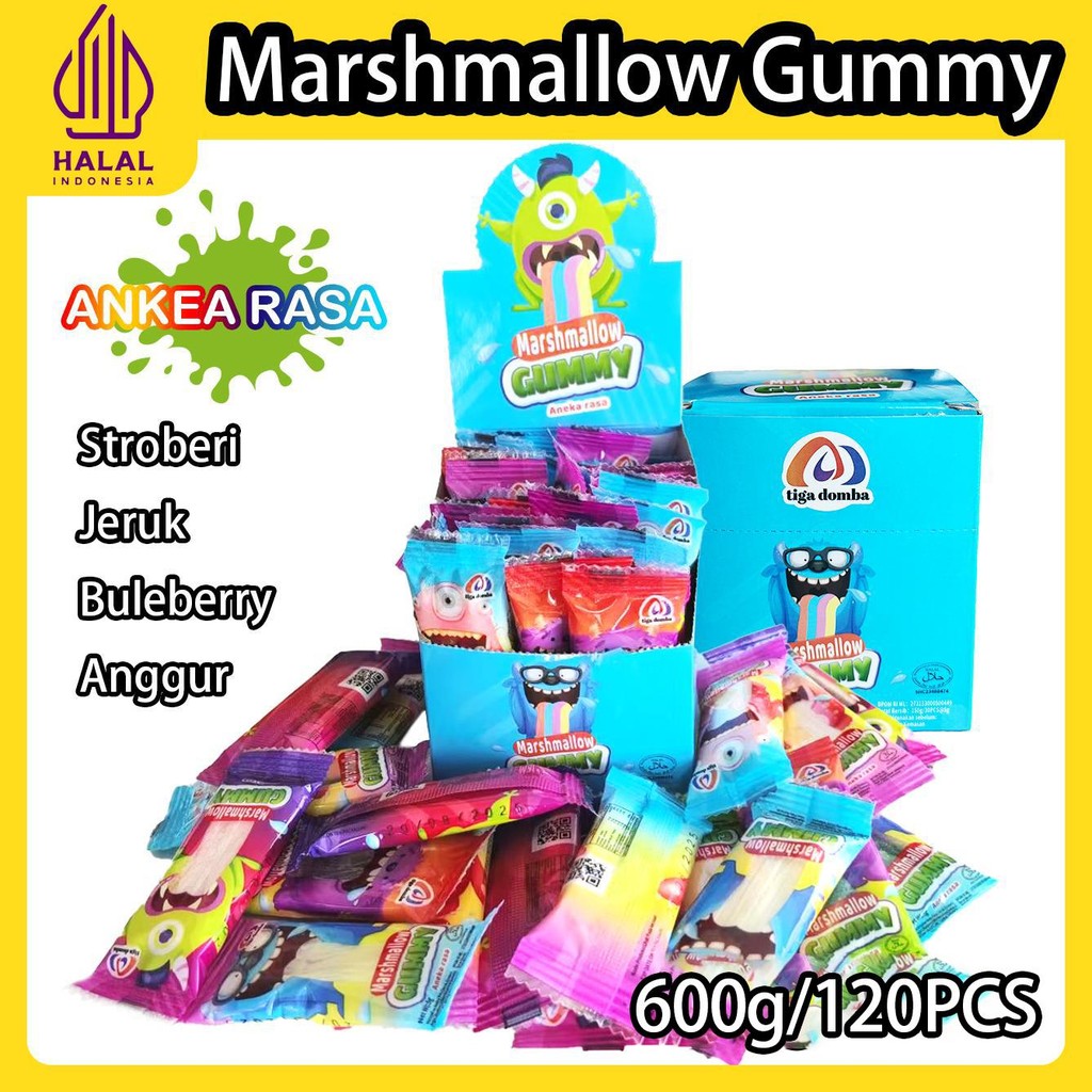 

HALAL Marshmallow Gummy-Aneka Rasa Buah 120 Pcs