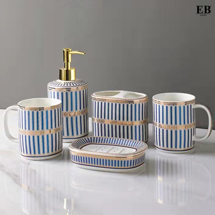 Bathroom Accessories Set Peralatan Kamar Mandi Keramik Gold Hampers