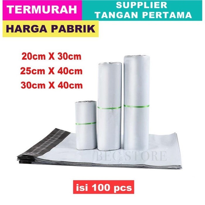 

[100Pcs] PLASTIK POLYMAILER PLASTIC PACKING ONLINE Warna Putih Tebal - Putih, 20x30