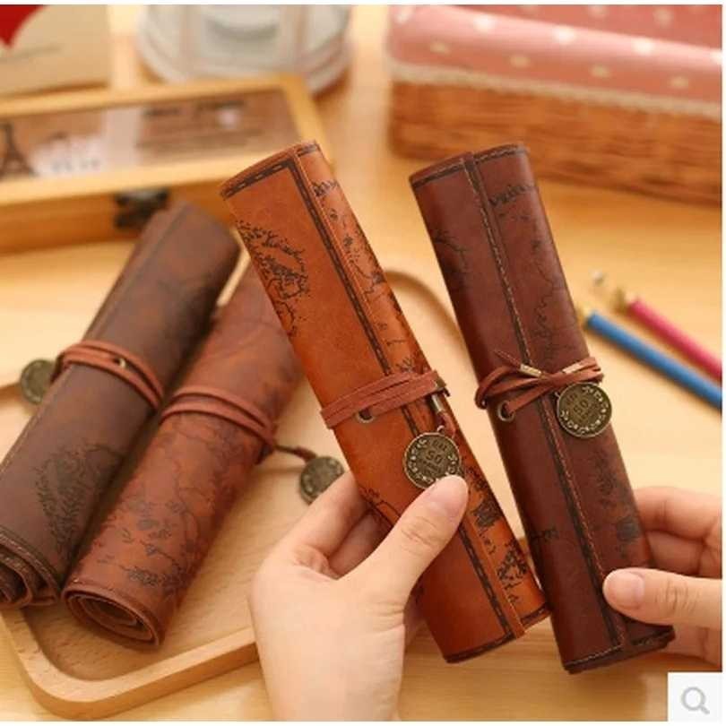 

FMSHOPP LANSOON Tempat Pensil Gulung Retro Pencil Cases Roll Canvas Leather - LS653‼️COD‼️