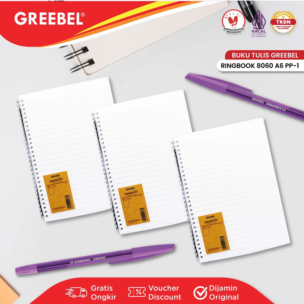 

GREEBEL Notebook A6 Buku Diary Aesthetic / Ringbook 8060 A6 PP- 1 / Buku Note Binder 64 Halaman / Buku Tulis Lucu Pastel